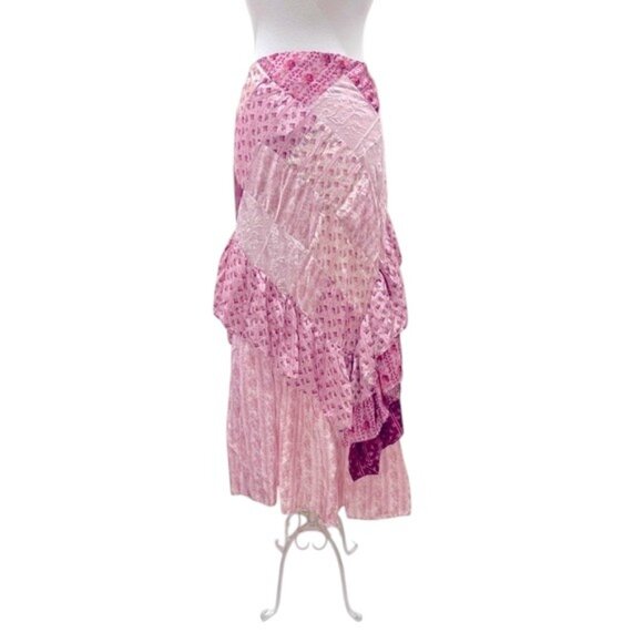 LoveShackFancy Silk Floral Lace Burgundy Leaves Ritchie Maxi Skirt NWT - Picture 5 of 17